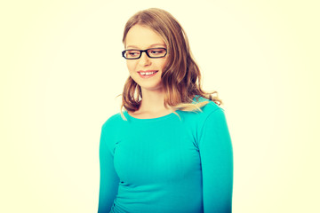 Young woman with toothy smile