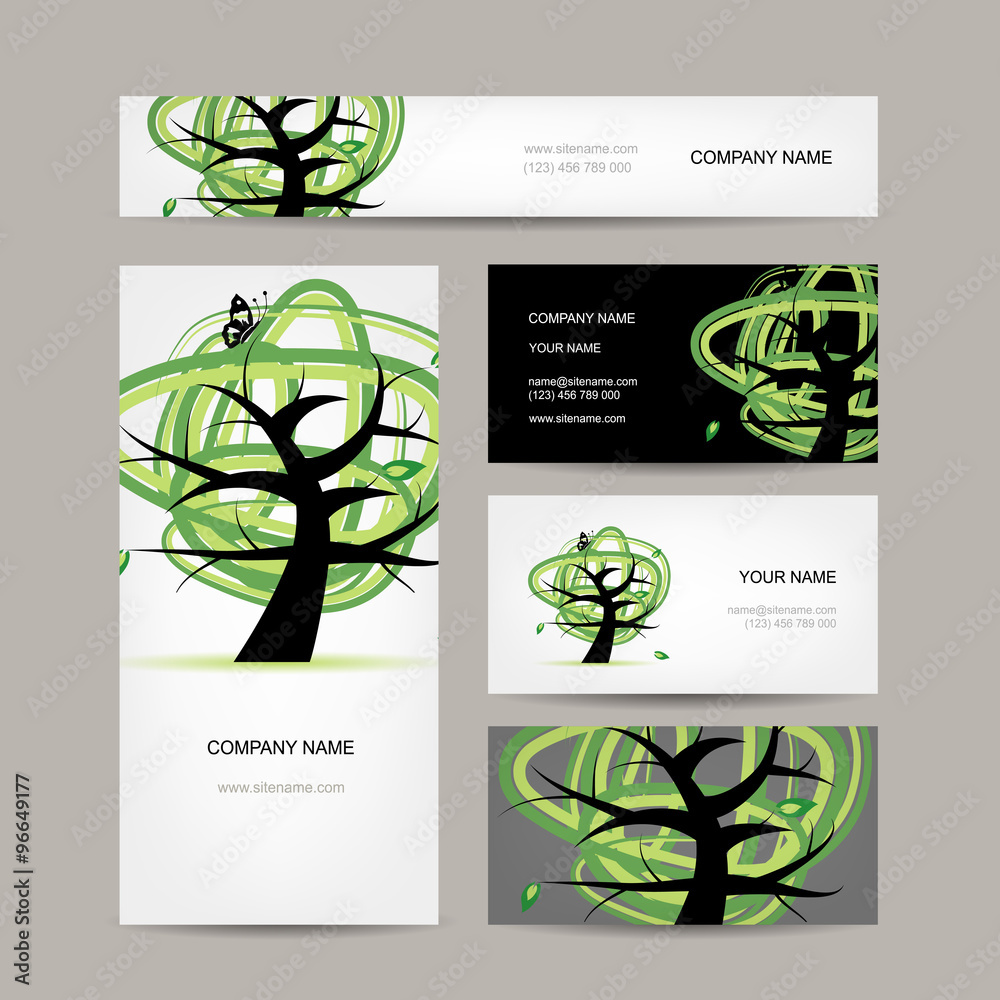 Canvas Prints Business cards design, green tree