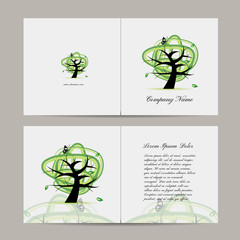 Greeting card with green tree