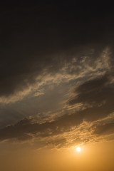Fototapeta na wymiar sunset sky background, light rays of sunbeam in evening