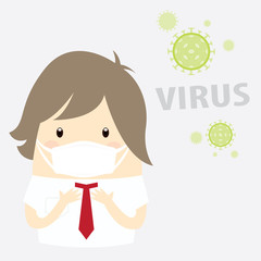 virus, businessman with hygiene mask