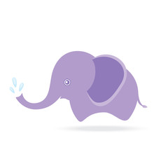 cute elephant spraying water, cartoon drawing thailand
