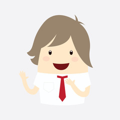 businessman is happy presentation with show hand isolated backgr