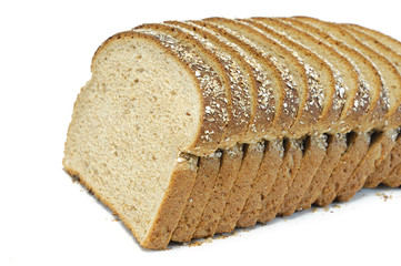 sliced bread on white background