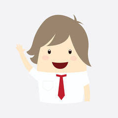 businessman is happy presentation with show hand isolated backgr