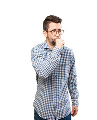 young man coughing