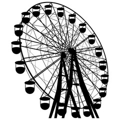 Silhouette atraktsion colorful ferris wheel. Vector illustration - obrazy, fototapety, plakaty