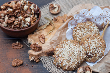 Natural Cookies of coarse flour with nuts