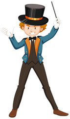 Magician in blue suit