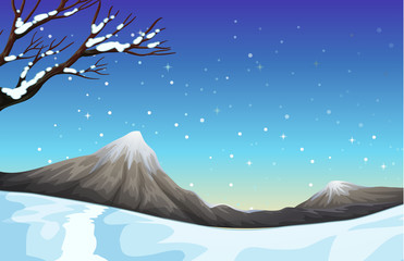 Nature scene during the snow time