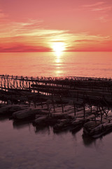 Ship wreck at sunset