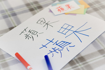 Mandarin; Kids Writing Name of the Fruits for Practice