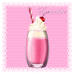 Pink smoothie in glass