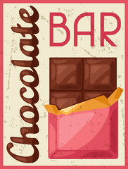 Poster with chocolate bar in retro style