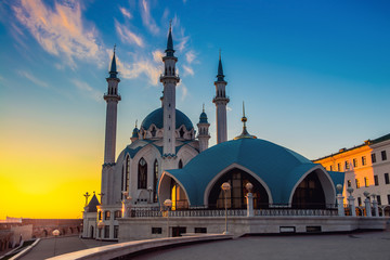 Fototapeta na wymiar Qol Sharif Mosque at sunset in Kazan