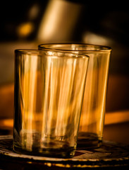 still life empty water glass.