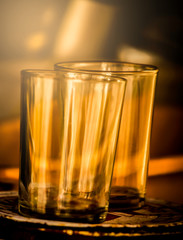 still life empty water glass.