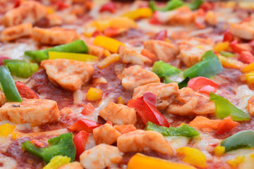 Close up image of a tasty bbq pizza