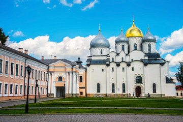 Fototapeta na wymiar Cathedral of Holy Wisdom of Velikiy Novgorod Kremlin