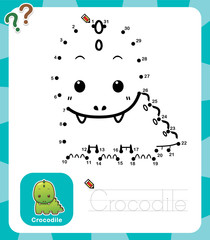 Vector Illustration of Education dot to dot game - Crocodile
