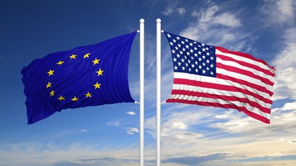 European and American flags