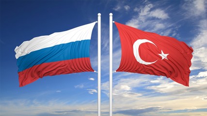 Two flags against of sky