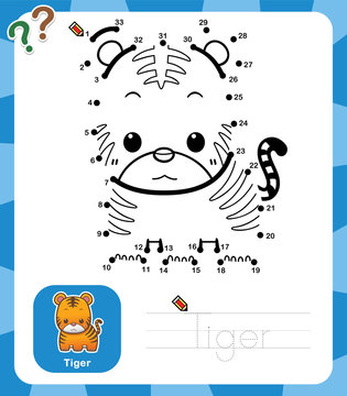 Vector Illustration of Education dot to dot game - Tiger
