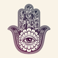 Hamsa. hand of Fatima, good luck symbol