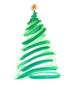 Stylized Christmas tree with colorful ornaments