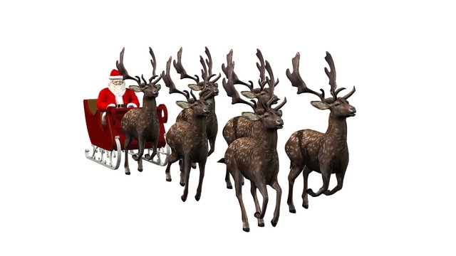 Santa Claus with sleigh and reindeer 