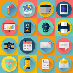Set of Modern flat icons. Vector collection for freelancers work at home