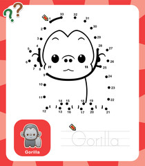 Vector Illustration of Education dot to dot game - Gorilla
