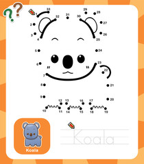 Fototapeta premium Vector Illustration of Education dot to dot game - Koala