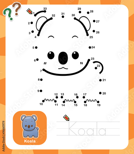 &ldquo;Vector Illustration of Education dot to dot game - Koala&rdquo; Stockfotos