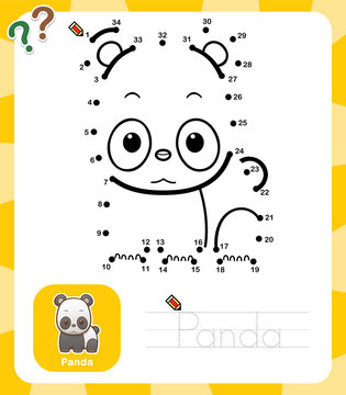 Vector Illustration Of Education Dot To Dot Game - Panda