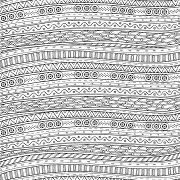Background in vector with doodles and ethnic pattern.
