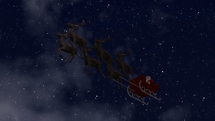 Obraz na płótnie Canvas Santa Claus with sleigh and reindeer