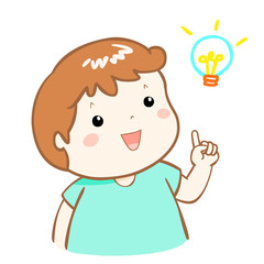 cute boy have an idea vector cartoon