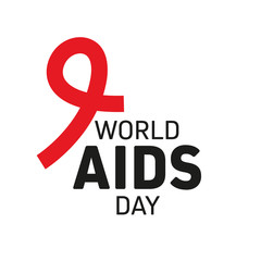 World AIDS Day. Red AIDS ribbon for poster or t-shirt. Vector illustration.