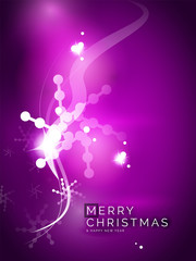 Holiday purple abstract background, winter snowflakes, Christmas and New Year design template