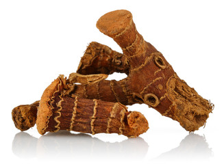 Dried Galangal on white background