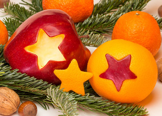 Apfel und Orange mit Stern