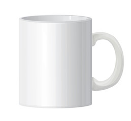 Vector classic white mug isolated.