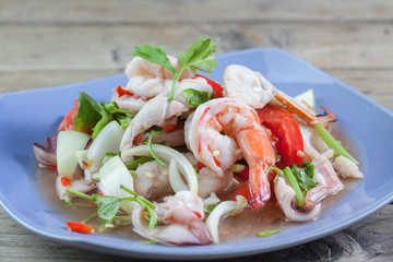 Thai spicy seafood salad
