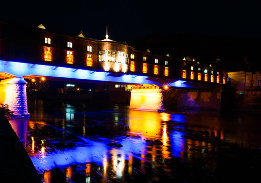 Covered wooden bridge, town of Lovech, Bulgaria