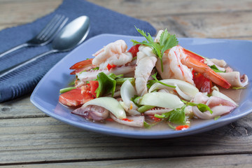 Thai spicy seafood salad