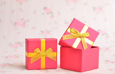 gift box present color ribbon background vintage tone