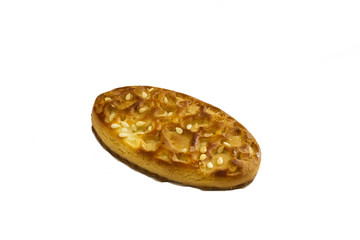 Oval baked cookies sprinkling of sesame seeds