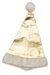 Isolated golden hat of Santa Claus