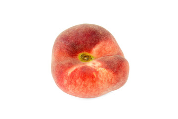 Golden paraguayos flat peaches isolated on white background. Isolated fruits series.